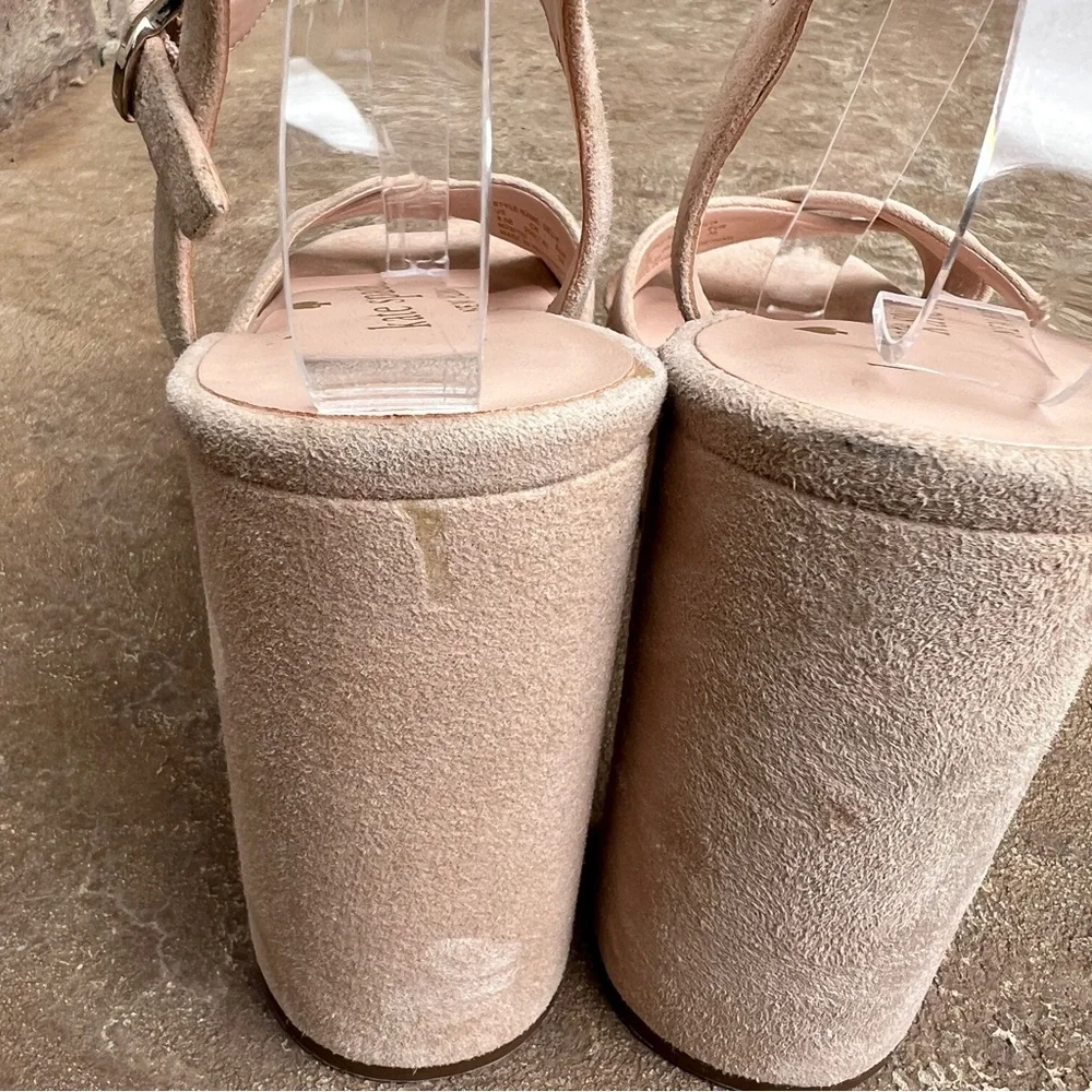 KATE SPADE Delia Platform Sandal Nude Suede  Sz 8.5